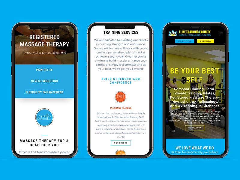 elite training facility website mobile